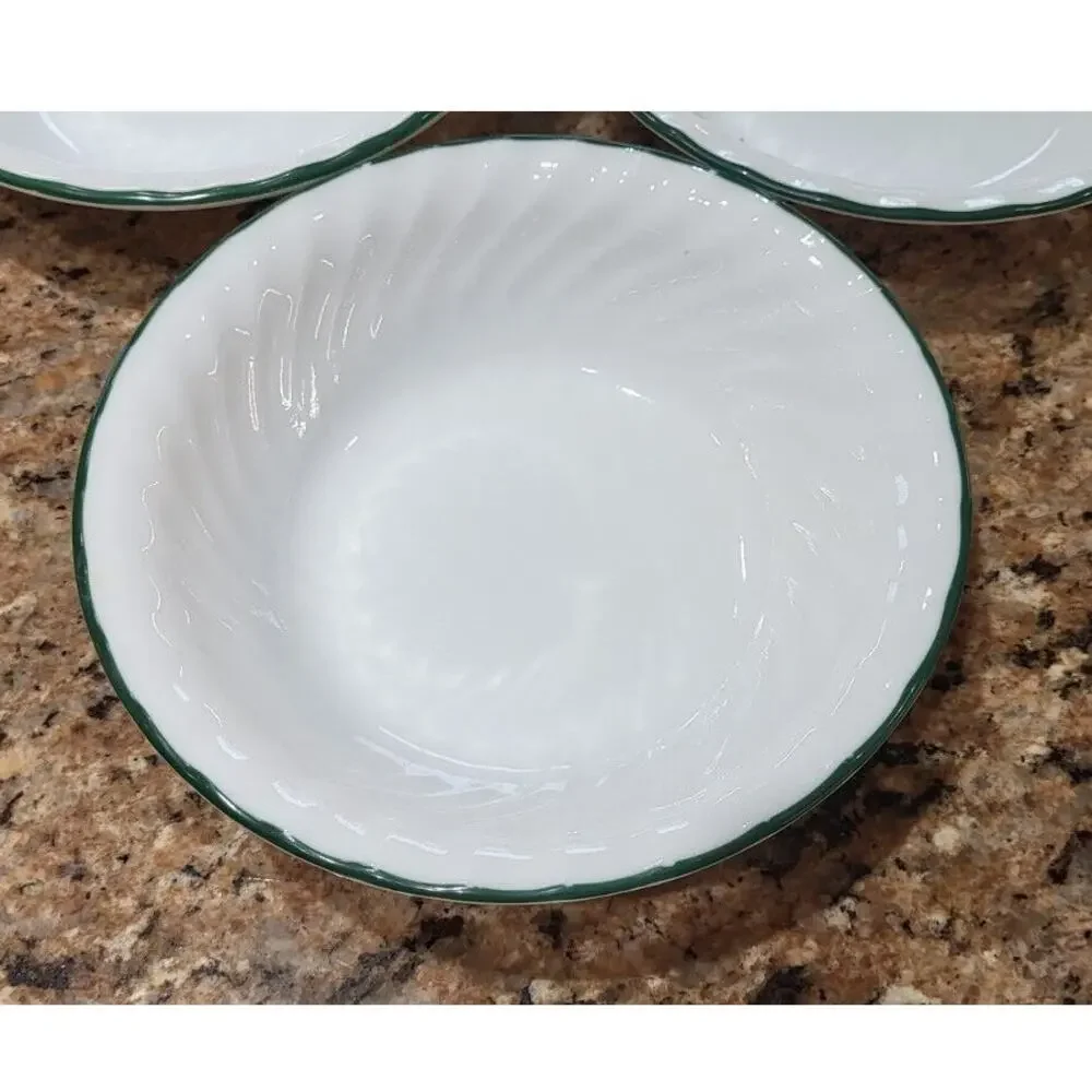 Set of 5: Corelle Callaway Ivy Soup Salad Bowls White Green Rim